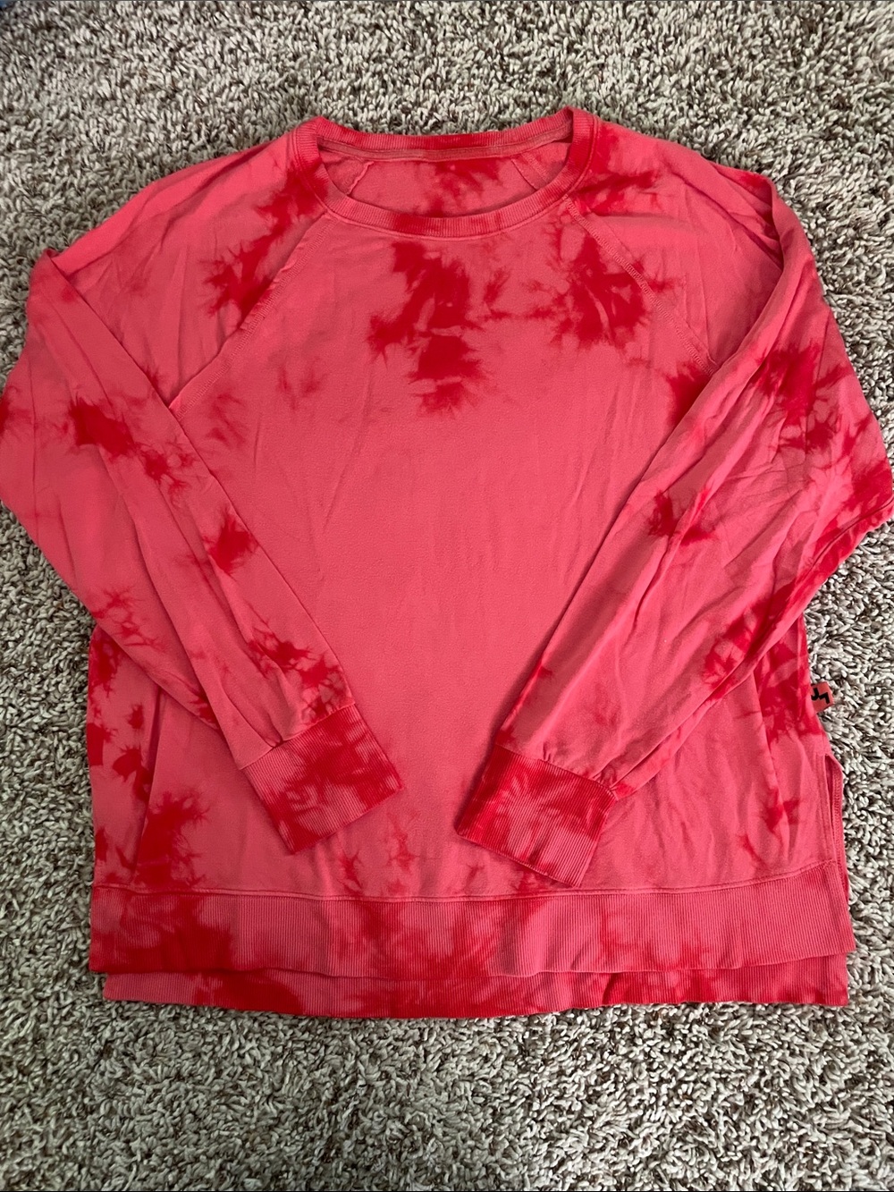JoyLab Coral Red Tie-Dye Long Sleeve Pullover